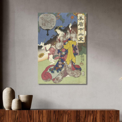 Segno Della Lepre Utagawa Kuniyoshi ukn42 quadro stampato su tela
