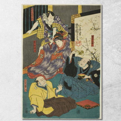 Gli Attori Arashi Kichisaburo Utagawa Kuniyoshi ukn43 quadro stampato su tela