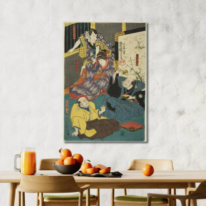 Gli Attori Arashi Kichisaburo Utagawa Kuniyoshi ukn43 quadro stampato su tela