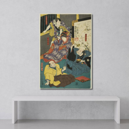 Gli Attori Arashi Kichisaburo Utagawa Kuniyoshi ukn43 quadro stampato su tela