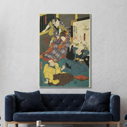 Gli Attori Arashi Kichisaburo Utagawa Kuniyoshi ukn43 quadro stampato su tela