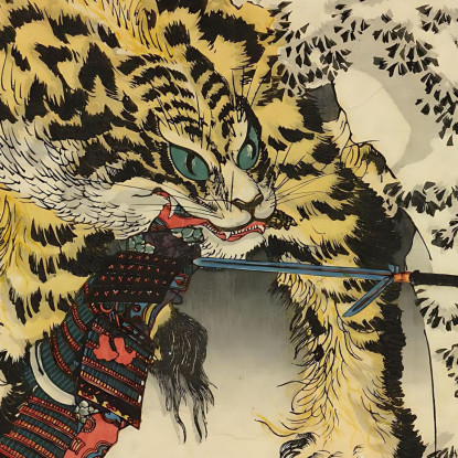 Stampa Trittico Xilografica Oban Tate-E. Koxinga Attacca Un'Enorme Tigre Utagawa Kuniyoshi ukn45 quadro stampato su tela