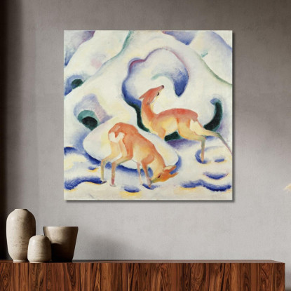 Cervi Nella Neve Franz Marc fmr12 quadro stampato su tela
