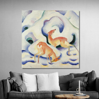 Cervi Nella Neve Franz Marc fmr12 quadro stampato su tela