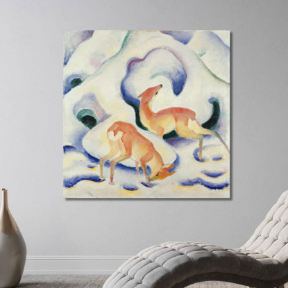 Cervi Nella Neve Franz Marc fmr12 quadro stampato su tela