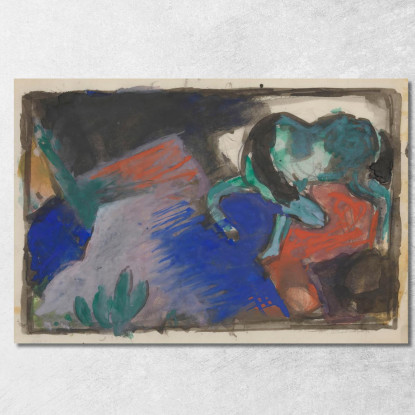 Cavallo Verde Nel Paesaggio Franz Marc fmr23 quadro stampato su tela