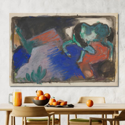 Cavallo Verde Nel Paesaggio Franz Marc fmr23 quadro stampato su tela