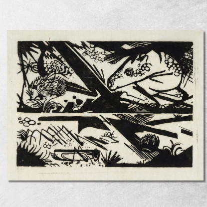 Cavallo E Riccio Franz Marc fmr26 quadro stampato su tela