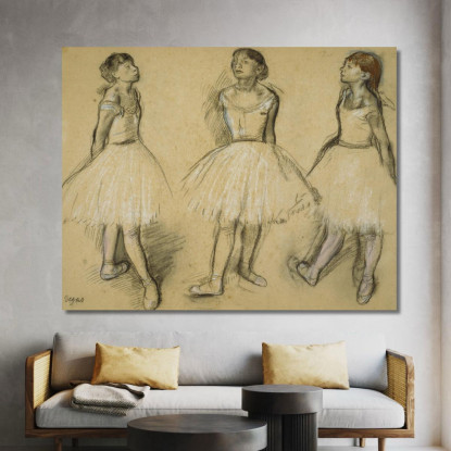 Tre Studi Di Una Ballerina In Quarta Posizione Edgar Degas edg277 quadro stampato su tela