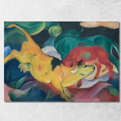 Mucche Rosso Verde Giallo Franz Marc fmr76 quadro stampato su tela