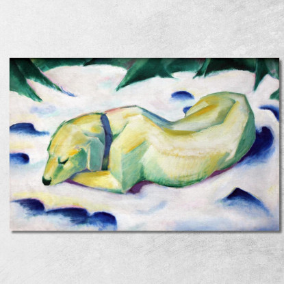 Cane Sdraiato Nella Neve Franz Marc fmr80 quadro stampato su tela
