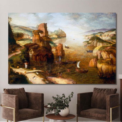 Cristo E Gli Apostoli Sul Mare Di Galilea 1553 Pieter Bruegel pbr8 quadro stampato su tela