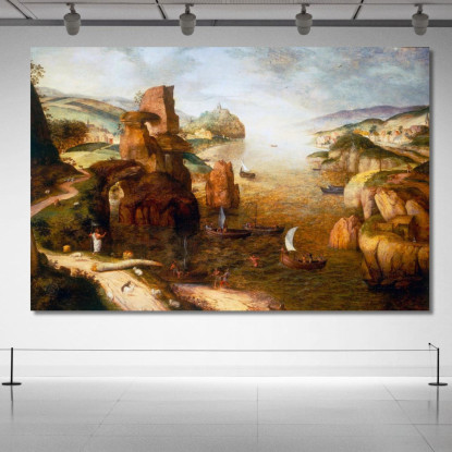 Cristo E Gli Apostoli Sul Mare Di Galilea 1553 Pieter Bruegel pbr8 quadro stampato su tela