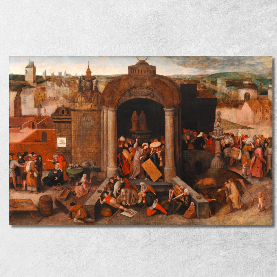 Cristo Espelle I Venditori Ambulanti Dal Tempio Pieter Bruegel pbr9 quadro stampato su tela