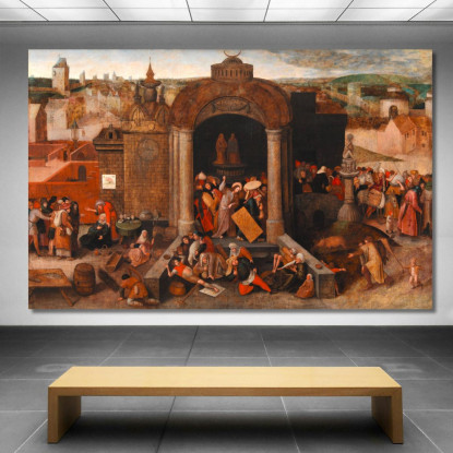 Cristo Espelle I Venditori Ambulanti Dal Tempio Pieter Bruegel pbr9 quadro stampato su tela