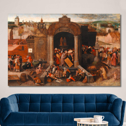 Cristo Espelle I Venditori Ambulanti Dal Tempio Pieter Bruegel pbr9 quadro stampato su tela