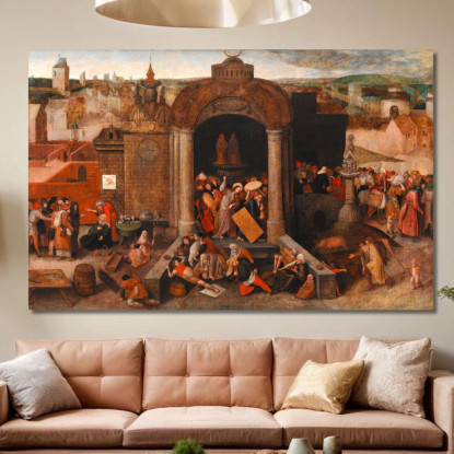 Cristo Espelle I Venditori Ambulanti Dal Tempio Pieter Bruegel pbr9 quadro stampato su tela