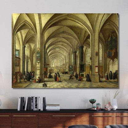 L'Interno Di Una Chiesa Gotica Guardando Ad Est Pieter Bruegel pbr11 quadro stampato su tela