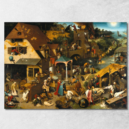Proverbi Olandesi 1559 Pieter Bruegel pbr14 quadro stampato su tela