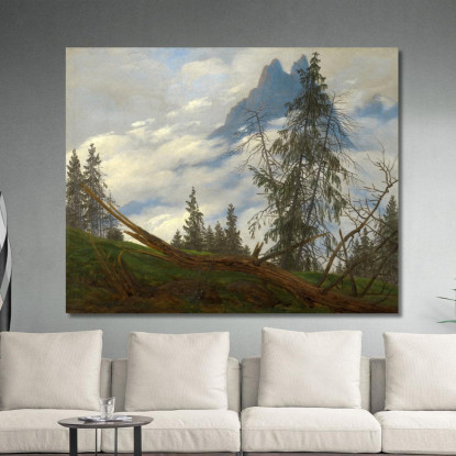 Cima Della Montagna Con Nuvole Alla Deriva Caspar David Friedrich cdf21 quadro stampato su tela