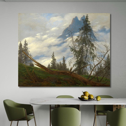 Cima Della Montagna Con Nuvole Alla Deriva Caspar David Friedrich cdf21 quadro stampato su tela