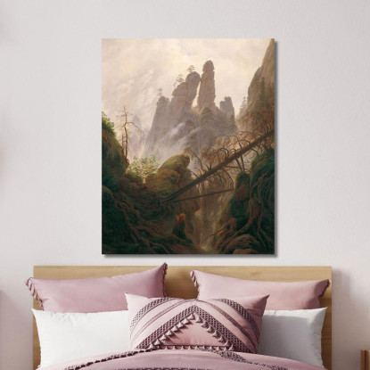 Paesaggio Roccioso Nelle Montagne Di Arenaria Dell'Elba Caspar David Friedrich cdf25 quadro stampato su tela