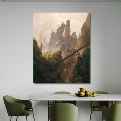 Paesaggio Roccioso Nelle Montagne Di Arenaria Dell'Elba Caspar David Friedrich cdf25 quadro stampato su tela