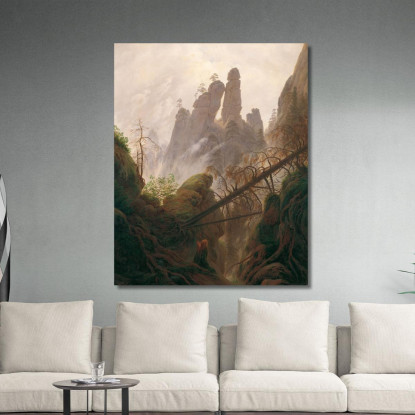 Paesaggio Roccioso Nelle Montagne Di Arenaria Dell'Elba Caspar David Friedrich cdf25 quadro stampato su tela
