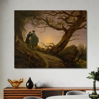 Due Uomini Contemplano La Luna Caspar David Friedrich cdf40 quadro stampato su tela
