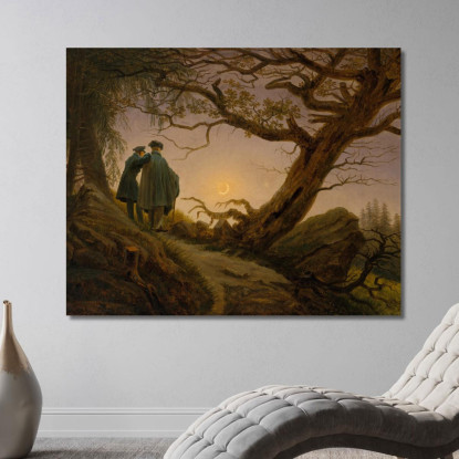 Due Uomini Contemplano La Luna Caspar David Friedrich cdf40 quadro stampato su tela