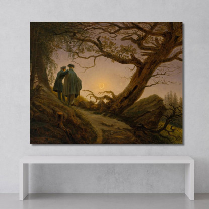 Due Uomini Contemplano La Luna Caspar David Friedrich cdf40 quadro stampato su tela