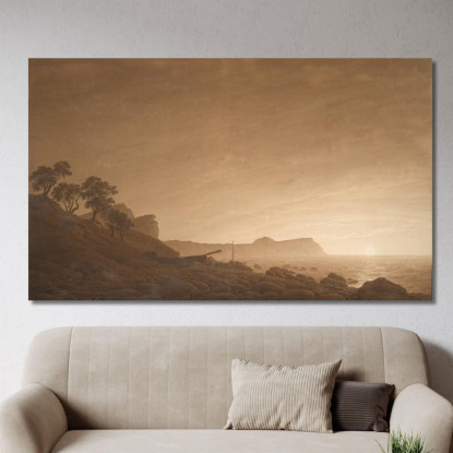 Veduta Di Arkona Con La Luna Nascente Caspar David Friedrich cdf42 quadro stampato su tela