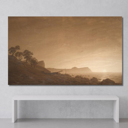 Veduta Di Arkona Con La Luna Nascente Caspar David Friedrich cdf42 quadro stampato su tela