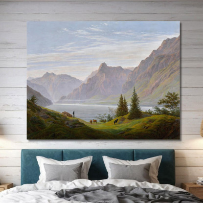Landschaft Mit Gebirgsee Morgen Landscape With Mountain Lake Morning Caspar David Friedrich drucken auf leinwand