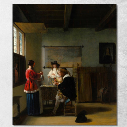 La Visita Jan Vermeer jvr29 quadro stampato su tela