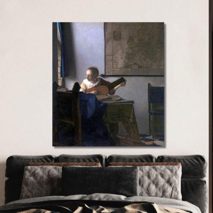 Donna Con Liuto Jan Vermeer jvr34 quadro stampato su tela