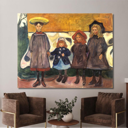 Quattro Ragazze A Åsgårdstrand Edvard Munch em2 quadro stampato su tela