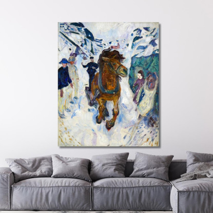 Cavallo Al Galoppo Edvard Munch em3 quadro stampato su tela