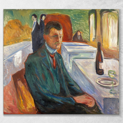 Autoritratto Con Bottiglia Di Vino Edvard Munch em36 quadro stampato su tela