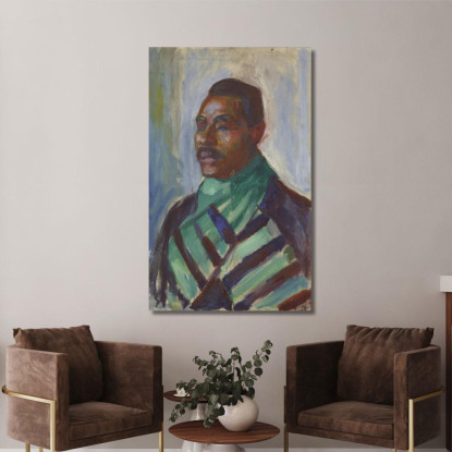 Africano Con Sciarpa Verde Edvard Munch em41 quadro stampato su tela