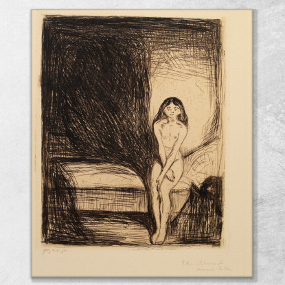 Di Notte La Pubertà Edvard Munch em54 quadro stampato su tela