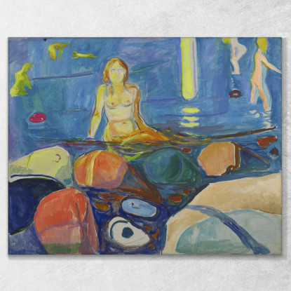 Donna Al Bagno E Bambini Edvard Munch em64 quadro stampato su tela