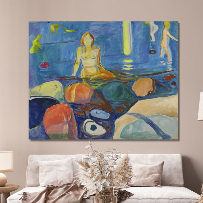 Donna Al Bagno E Bambini Edvard Munch em64 quadro stampato su tela