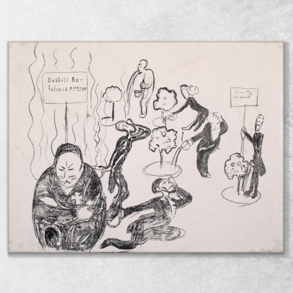 Caricatura Della Stampa Edvard Munch em78 quadro stampato su tela