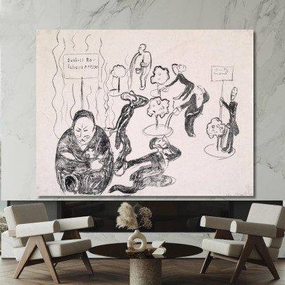 Caricatura Della Stampa Edvard Munch em78 quadro stampato su tela