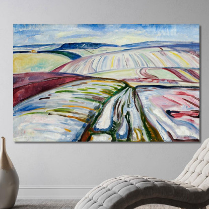 Campo Innevato 1907 Edvard Munch em102 quadro stampato su tela