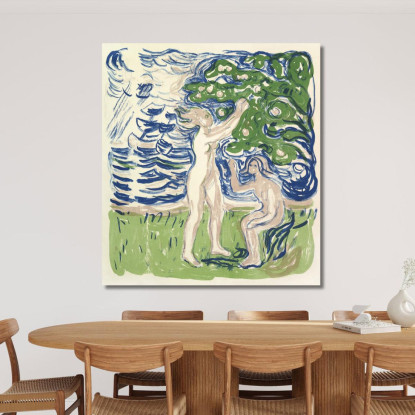 Ragazze Che Raccolgono Mele 1915 Edvard Munch em130 quadro stampato su tela