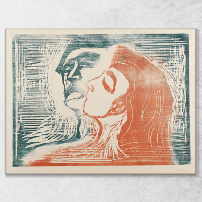 Baciare Testa A Testa Un Uomo E Una Donna Edvard Munch em136 quadro stampato su tela