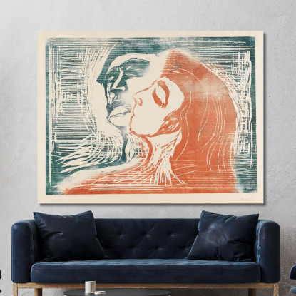 Baciare Testa A Testa Un Uomo E Una Donna Edvard Munch em136 quadro stampato su tela