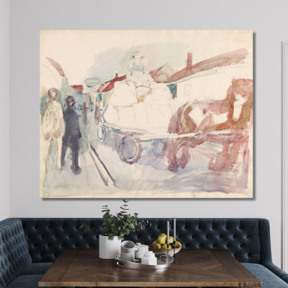 Cavallo E Carrozza Per Strada Edvard Munch em140 quadro stampato su tela